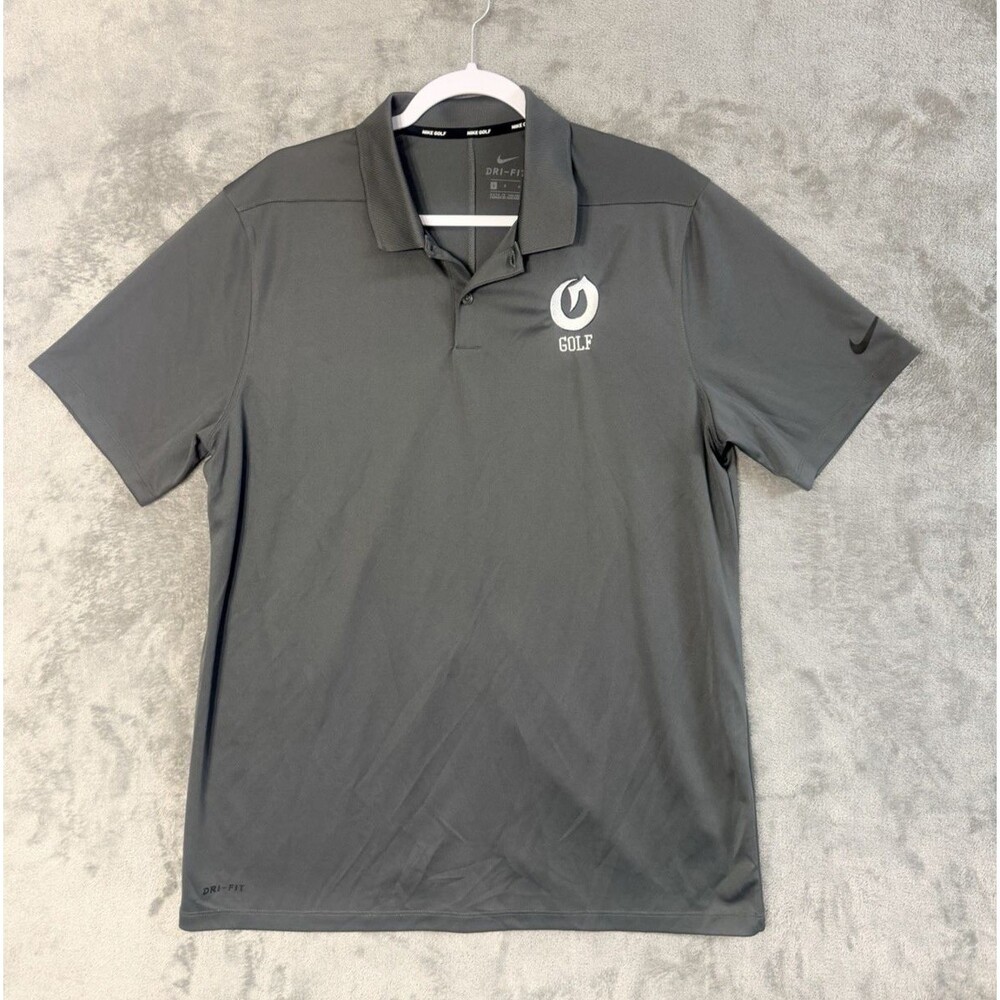 Nike Golf Dri-Fit Polo Shirt Large Gray Oregon Ducks‎ Embroidered Logo